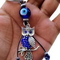 Hiranaakshi's eye with Owl keychain Nazarbattu nazariya nazaria keyring (Pack of 1) Small decor