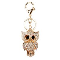 TOPASION Cute Owl Rhinestone Keychain for Women Animal Key Chain Ring Charms for Purses (White A)