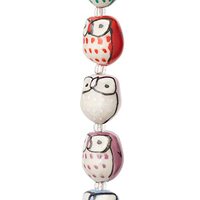 Multicolour Ceramic Owl Beads, 15mm by Bead Landing™