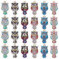SUNNYCLUE 1 Box 36Pcs Owl Charms Owls Charms Halloween Owl Enamel Charms Colorful Magic Abstract Fly