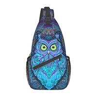 Psychedelic Owl Sling Bag Crossbody Backpack For Women Men Hiking Travel Over The Shoulder Bag Pouch