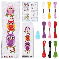 INFUNLY Bookmark Cross Stitch Owl Bookmark Embroidery Set DIY Book Marker Cross Stitch Stamped Embro