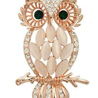 Crystal Rhinestone Owl Brooch For Wedding Owl Pretty Animal Brooches Scarf Pin Shining Green Eyed Ow