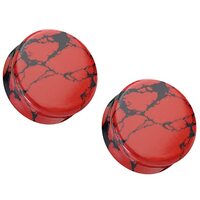Pierced Owl Red and Black Turquoise Stone Double Flared Plug Gauges, Sold as a Pair (19mm (3/4"