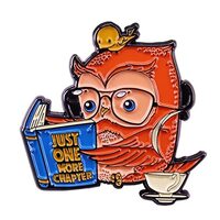 Reading Owl Brooch Cute Funny Animal Book Enamel Lapel Pin Cartoon Book Coffee Literature Badge Bag 