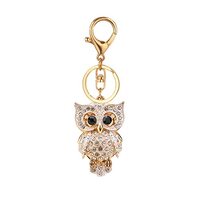 AMNGYOOK Owl Keychains, Cute Owl Shape Key Chain Crystal Rhinestone Animal Key Ring For Bag Wallet P