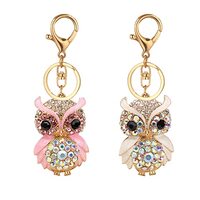 AMNGYOOK 2PCS Cute Owl Shape Keychains, Funny Owl Keychain With Rhinestones Bling Charm Keychain For