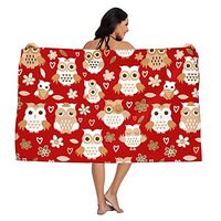 LAKIMCT Bath Towels Cartoon Red Owls Large Beach Towel Oversized Soft Towels Absorbent Travel Towel