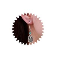 Aneneiceera Boho Turquoise Beads Owl Drop Earrings Silver Owl Bird Dangle Earrings Vintage Ethnic St