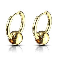20GA 316L Stainless Steel Faux Captive Bead Hinged Hoop Earrings, Sold as a Pair (Gold Tone)