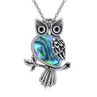 DAYLINLOVE Owl Necklace 925 Sterling Silver Abalone Shell Owl Pendant Jewelry Gifts for Women