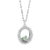 Origami Owl Silver Petite Oval Forget-Me-Not Locket set 18-20"