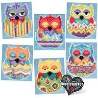 Charming Owls Mill Hill Beaded Cross Stitch Ornament Kits (2015) Set of 6 Owlets, Plus Decorative &#