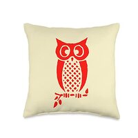 Freindly red owl Throw Pillow