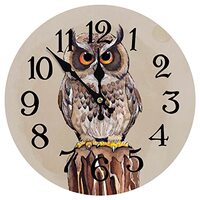 Gmokeft Vintage Rustic Country 12Inch Analog Wall Clock, Beautiful Hand Drawn Owl, Silent Non Tickin