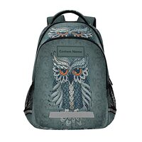 Custom Kid's Name Backpack Bookbag School Bag Owl Aztec Bohemian Boho Travel Bag for Girls Boys