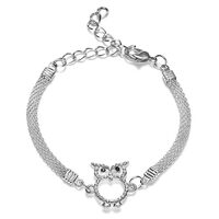 Zeshimb Sterling Silver Owl Bracelet Cubic Zirconia Owl Bracelet Cz Owl Bracelet Shiny Diamond Owl A