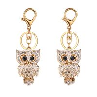 AMNGYOOK Owl Keychains, Cute Owl Shape Key Chain Crystal Rhinestone Animal Key Ring For Bag Wallet P