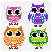 FINGERINSPIRE Owl Cartoon Painting Stencil 11.8x11.8inch Reusable Owl Stencil DIY Art Owl Pattern Dr