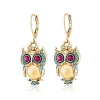Vavhoo Fun Enamel Alloy Anime Flower Owl Earrings Bird Drop Dangle Fashion Jewelry for Women Girls C