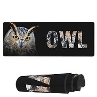 Famame Laptop Mouse Pad Owl and Feathers Name Desk Mat with Stitched Edges 31.5X 11.8 inch Non-Slip 