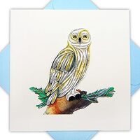 Snowy Owl, Quilling Card 3D,Unique Dedicated Handmade, Design Greeting Card for Birthday, Valentine&