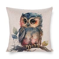 MaSiledy Pillows Cover Watercolor Owl Farmhouse Decorative Throw Pillow Coves Cushion Case Decoratio