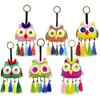 QTMY Colorful Cute Owl Beaded Tassel Boho Bag Charm for Women,Tassel Keychain Keyring Purse Handbag 