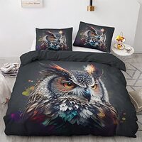 zcwl Owl Duvet Cover Full Size | Cute Animal Bird Bedding Set | 3 Piece | Soft Microfiber Patterned 