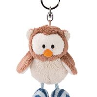 NICI Oscar Owl 10cm Brown with Rotating Head-Animal Pendant with Lanyard Ring, Key Ring and Key Hold
