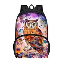 Modysero Floral Owl Custom 17 In Kids Backpack Durable Lightweight Large Capacity Girls Backpack for