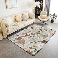 Botanical Living Room Rugs 5x7, Rabbit Snake Non Slip Rug for Bedroom Playroom, Owl Squirrel Animal 