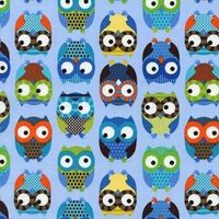FlashPhoenix Quality Sewing Fabric – Owls on Blue 100% CottonFabric Size 18" x 44" b