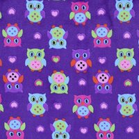 Mook Fabrics Fleece Flannel Mini Owl Heart, Purple Cut by The Yard