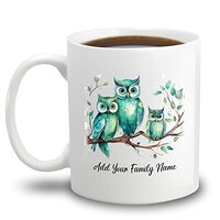 Owl Family Mug, Personalized Owl Family Of Three Mugs, Custom Owl Mug With Family Member Names, Gift