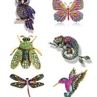6 Pcs Women Brooches Bulk Set Rhinestone Colorful Animal Pin Crystal Vintage With Butterfly Owl Humm