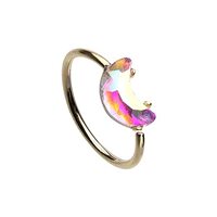 Pierced Owl 20GA Gold Plated Stainless Steel Aurora Borealis Crystal Moon Bendable Nose Ring (Diamet