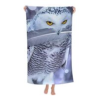 Epushow White Snowy Owl Beach Towel, 32 X 52 Inches, Light Large Blanket Towel, Soft Bath Towel for 