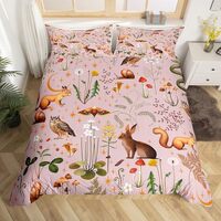 Erosebridal Rabbit Bedding Set Twin Size, Mushroom Dandelion Comforter Cover Cute Owl Animal Duvet C