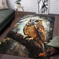 Owl Area Rug for Bedroom, Kitchen, Bathroom, Living Room - Non-Slip Wildlife Carpet for Kids, Boys, 