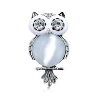 EMEGCY White Owl Brooch Pin Owl Rhinestone Brooch Pins Bird Brooches Dress Accessories for Women