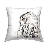 Stupell Industries White Snowy Owl Portrait Design by Elephant Stock Throw Pillow, 18 x 18