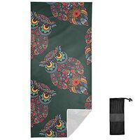 CUSPRINT Large Beach Towel, Boho Owl Floral Quick Dry Thin Sandproof Packable Pool Blanket for Unise