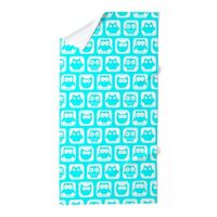 CafePress Beautiful Cyan and White Owl Pattern Large Beach Towel, Soft Towel with Unique Design