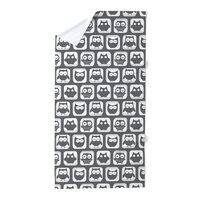 CafePress Dim Gray and White Owl Pattern Large Beach Towel, Soft Towel with Unique Design