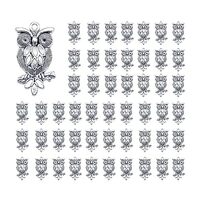 Opexicos 50Pcs Owl Charms Owl Pendants Antiqued Tibetan Silver Tone 15 x 27 mm