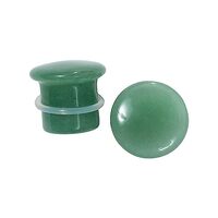 Pierced Owl Natural Green Aventurine Stone Single Flare Plugs with Clear O-Rings, Sold as a Pair (10