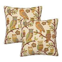 Gold, Copper and Green Owl Throw Pillow Covers 18"X18" Set of 2 Home Decor Sofa Rustic for
