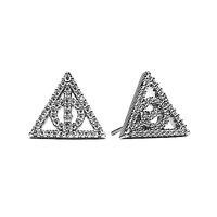 Harry Potter Silver Deathly Hallows Pave Stud Earrings