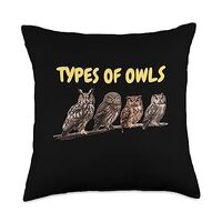 Kautz eagle owl hawk forest animals birds Types Different owl Lovers Throw Pillow, 18x18, Multicolor